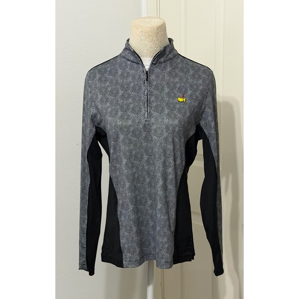 Magnolia Lane Tech Women's M Masters Golf Quarter Zip Pullover Black White